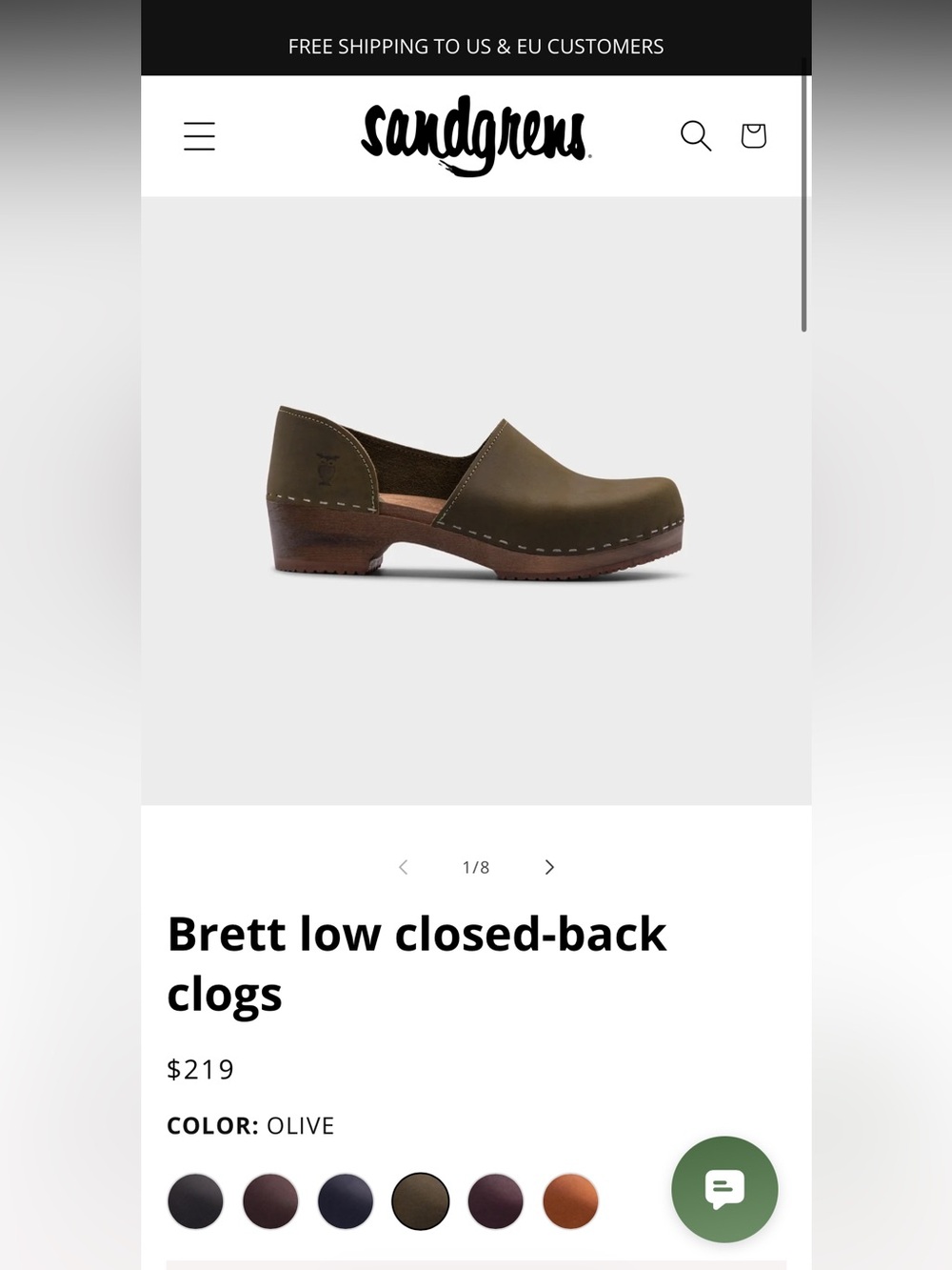 Olive Green Leather Clog Mules with Wooden Heel - Picture 8 of 8